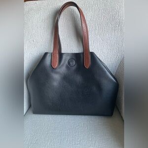 Joy Susan Black and Brown Leather Tote Bag